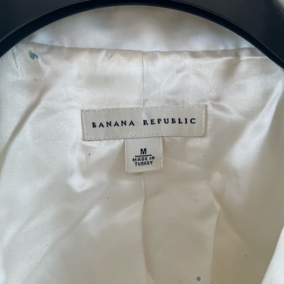 Blue hand painted banana republic medium white coat - Picture 3 of 6